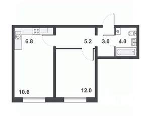 2-к квартира, вторичка, 42м2, 8/16 этаж