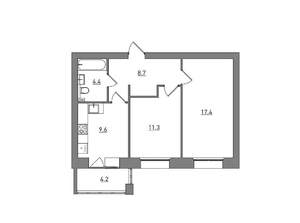 2-к квартира, вторичка, 56м2, 3/6 этаж