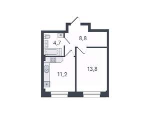 1-к квартира, вторичка, 39м2, 10/16 этаж