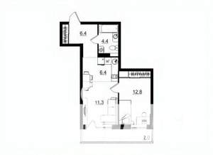 2-к квартира, строящийся дом, 43м2, 8/11 этаж