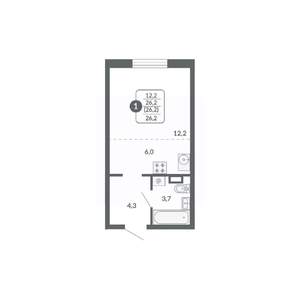 Студия квартира, вторичка, 26м2, 9/17 этаж