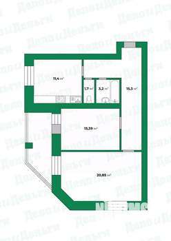 2-к квартира, вторичка, 69м2, 2/10 этаж