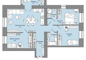 3-к квартира, вторичка, 87м2, 2/8 этаж