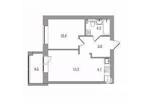 2-к квартира, вторичка, 43м2, 6/6 этаж