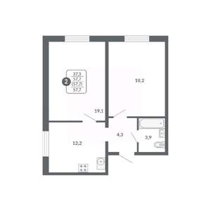 2-к квартира, вторичка, 58м2, 5/17 этаж