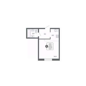 1-к квартира, вторичка, 28м2, 17/17 этаж