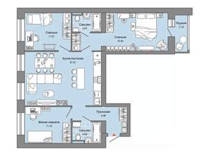 3-к квартира, строящийся дом, 86м2, 6/7 этаж