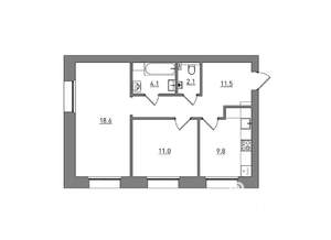 2-к квартира, вторичка, 57м2, 1/6 этаж