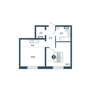 2-к квартира, вторичка, 39м2, 14/17 этаж