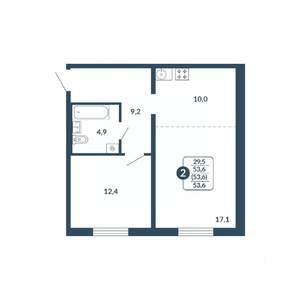 2-к квартира, вторичка, 54м2, 2/17 этаж