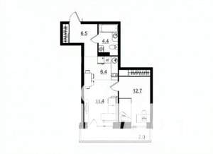 2-к квартира, вторичка, 43м2, 8/11 этаж