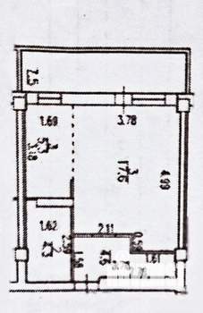 1-к квартира, вторичка, 32м2, 7/16 этаж