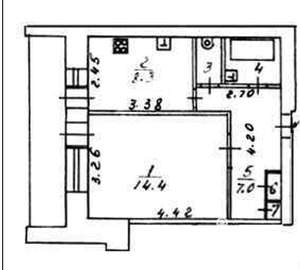1-к квартира, вторичка, 34м2, 6/9 этаж