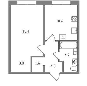 1-к квартира, вторичка, 40м2, 9/16 этаж