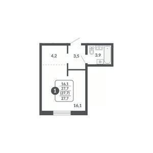 Студия квартира, вторичка, 28м2, 6/17 этаж