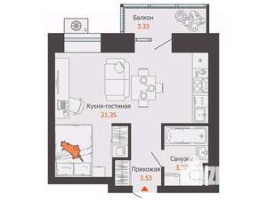 Студия квартира, вторичка, 30м2, 8/12 этаж