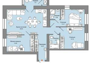3-к квартира, вторичка, 90м2, 4/8 этаж