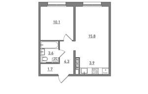 2-к квартира, вторичка, 39м2, 8/17 этаж