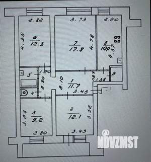 4-к квартира, вторичка, 78м2, 2/5 этаж