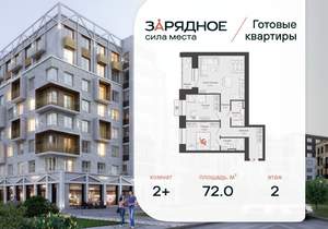 2-к квартира, вторичка, 72м2, 2/8 этаж