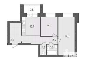 2-к квартира, вторичка, 60м2, 9/9 этаж