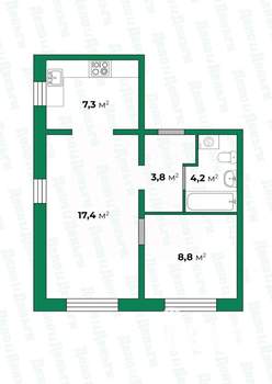 2-к квартира, вторичка, 42м2, 3/16 этаж