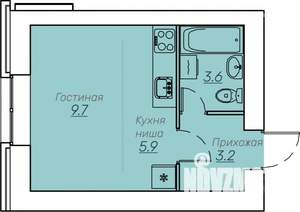 1-к квартира, строящийся дом, 22м2, 3/11 этаж