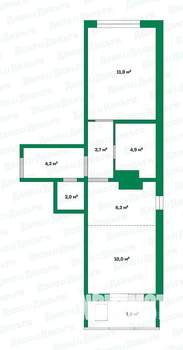 2-к квартира, вторичка, 43м2, 13/17 этаж