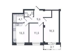 2-к квартира, вторичка, 63м2, 12/16 этаж