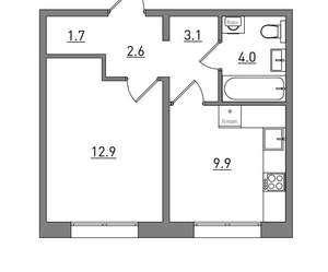 1-к квартира, вторичка, 34м2, 9/16 этаж