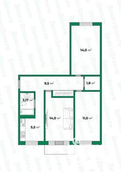 3-к квартира, вторичка, 59м2, 5/5 этаж