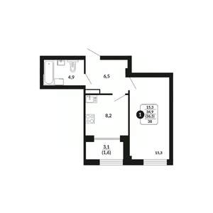 1-к квартира, вторичка, 37м2, 12/17 этаж