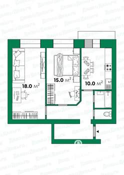 2-к квартира, вторичка, 57м2, 7/9 этаж