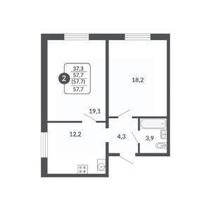 2-к квартира, вторичка, 58м2, 11/17 этаж