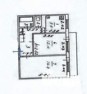 2-к квартира, вторичка, 45м2, 2/5 этаж