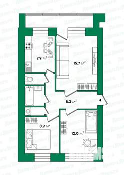 3-к квартира, вторичка, 61м2, 5/5 этаж
