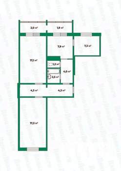 2-к квартира, вторичка, 66м2, 9/9 этаж