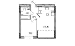 2-к квартира, вторичка, 42м2, 4/17 этаж