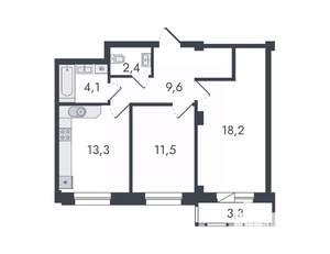 2-к квартира, вторичка, 62м2, 2/16 этаж