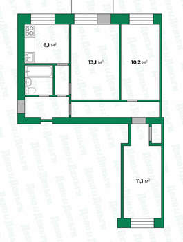 3-к квартира, вторичка, 55м2, 5/5 этаж