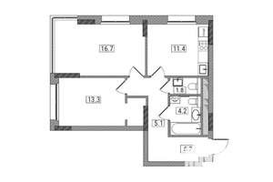 2-к квартира, вторичка, 58м2, 17/17 этаж