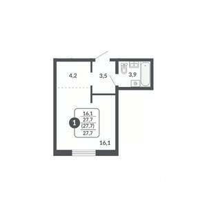 Студия квартира, вторичка, 28м2, 12/17 этаж