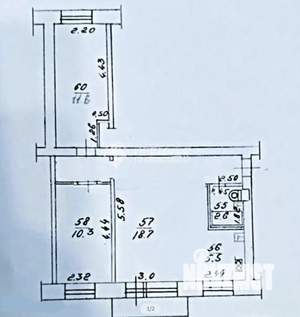 2-к квартира, вторичка, 55м2, 4/5 этаж