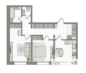 2-к квартира, вторичка, 59м2, 1/16 этаж