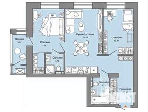 2-к квартира, вторичка, 71м2, 6/8 этаж