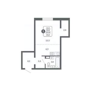 Студия квартира, вторичка, 33м2, 8/17 этаж