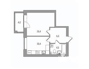 1-к квартира, вторичка, 41м2, 4/6 этаж
