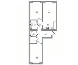 3-к квартира, вторичка, 67м2, 1/6 этаж