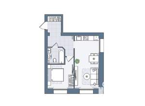 2-к квартира, вторичка, 43м2, 1/6 этаж