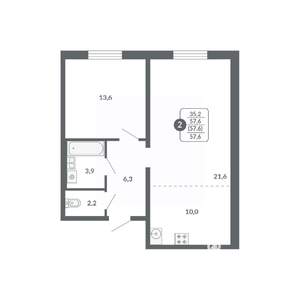 2-к квартира, вторичка, 58м2, 3/17 этаж